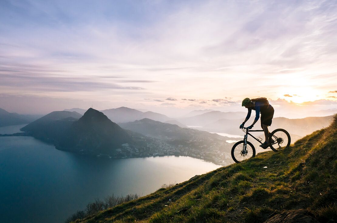 riding bike on mountain 